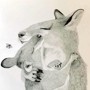 Originelle Muttertagskarte | Handgezeichnete Känguru-Mama und Baby | Elegant & herzlich | Kostenloser weltweiter Versand