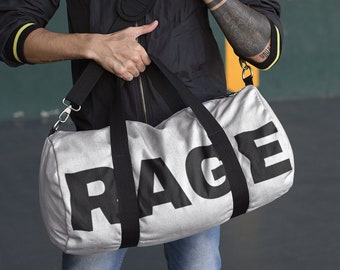 23" RAGE Duffle Bag | Statement Travel Weekender | Gym Bag | Random Hookup Travel Kit, Bespoke Artwork, Travel Duffel Bag