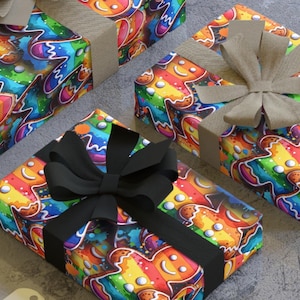 Carta da regalo LGBT coppia di pan di zenzero, carta da regalo natalizia LGBT, regalo gay lesbico bi, carte da regalo