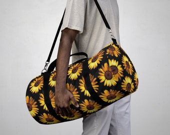 23" Sunflower Duffle Bag | Floral Travel Weekender | Gym Bag | Random Hookup Travel Kit, Bespoke Artwork, Pride Duffel Bag