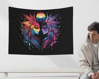 Two Spirit Tapestry: Indigenous LGBTQ Pride Wall Art (36"x26")