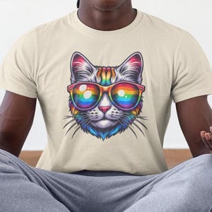 LGBT Cool Kitty Pride Cat Tee! Rainbow Cat TShirt, Proud Cat Tee, LGBTQ Graphic Tee, Parade Shirt, Ally TShirt, Unisex Softstyle T-Shirt