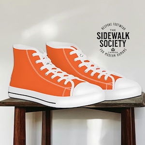 Orange High Top Sneakers, Men&#39;s Shoes, Women&#39;s Shoes, Unisex Hi-Top Sneaker, Plain Orange Sneakers, Orange High-Top Shoes
