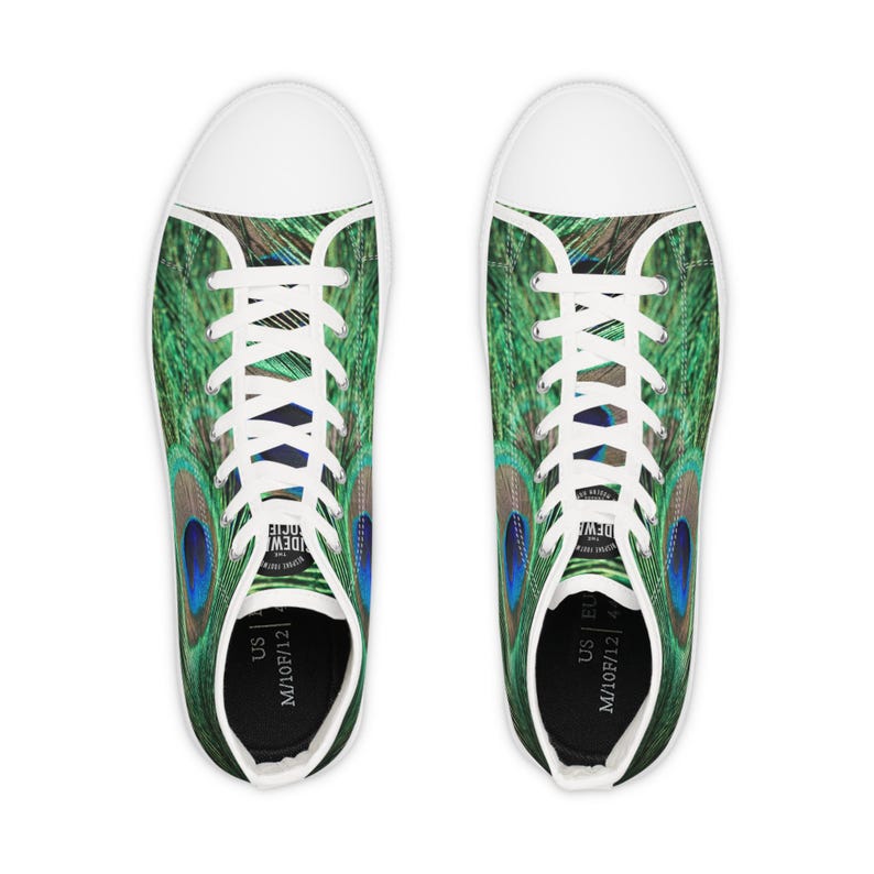 peacock sneaker, peacock sneakers, feather shoes, bird shoes, high top sneakers, mens shoes, modern shoes, womens shoes, unique shoes, hi-top shoes, bespoke footwear, custom shoes