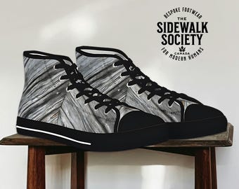 Wood Plank Print High Top Sneakers: Unisex Arborist Shoes