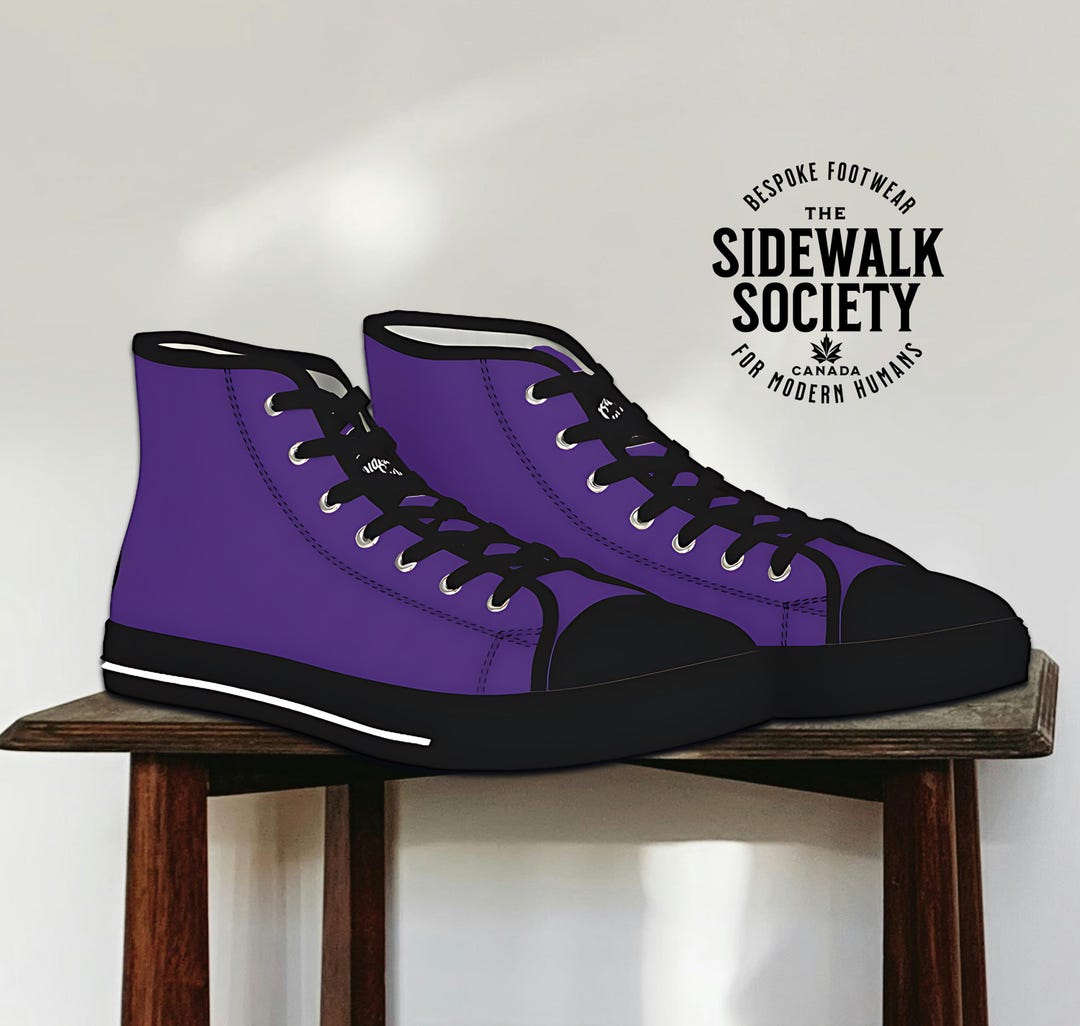 Purple Violet Plaid Men's Low Top Shoes
