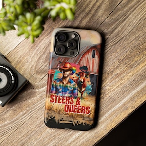 LGBT Cowboy Queers & Steers Phone Case, Smartphone Rainbow Cowboy Phone Case, Apple/Samsung/Google Phone Case, Tough Cases