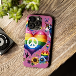 LGBT Super Gay Phone Case, Smartphone Rainbow Peace Phone Case, Apple/Samsung/Google Phone Case, Tough Cases
