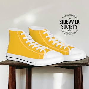 Yellow High Top Sneakers, Men&#39;s Shoes, Women&#39;s Shoes, Unisex Hi-Top Sneaker, Plain Yellow Sneakers, Yellow High-Top Shoes