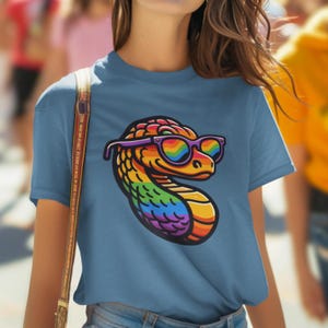 LGBT Pride T-Shirt: Rainbow Snake with Sunglasses