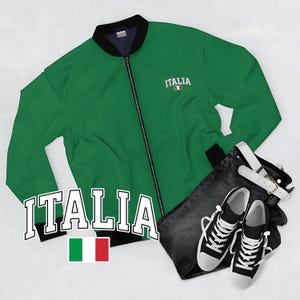 Italian Pride Bomber Jacket, Italia Zip Up Fall Spring Coat, Viva Italia Unisex Outerwear, Italy Flag Men&#39;s Coat, Italian Heritage Clothing