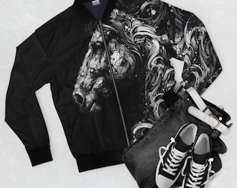 Black Horse Bomber Jacket: Urban Chic Equestrian Style
