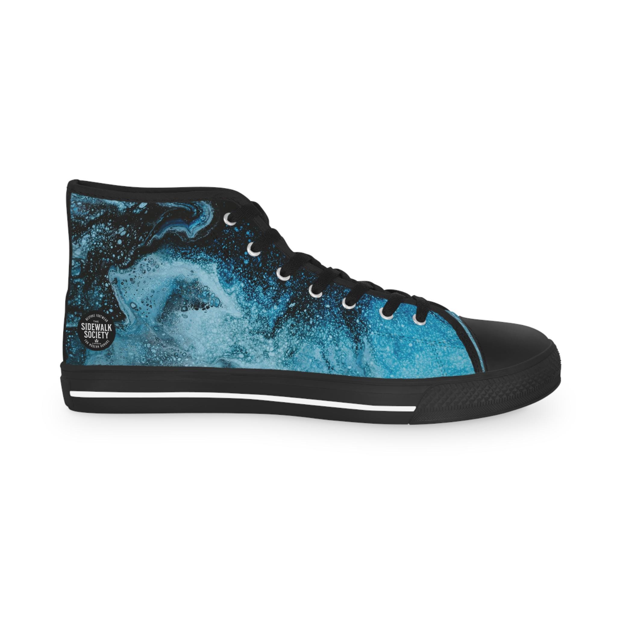 Mismatch High-top Sneakers: Blue Smoke Print, Unisex Fashion  display picture 2