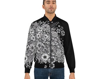 Black Floral Bomber Jacket: Urban Chic Garden Print - Etsy
