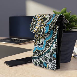 Mandala Festival Wallet | Eastern Phone Bag | Crossbody Adventure Purse | Small Travel Wallet | Boho Microfiber Leather