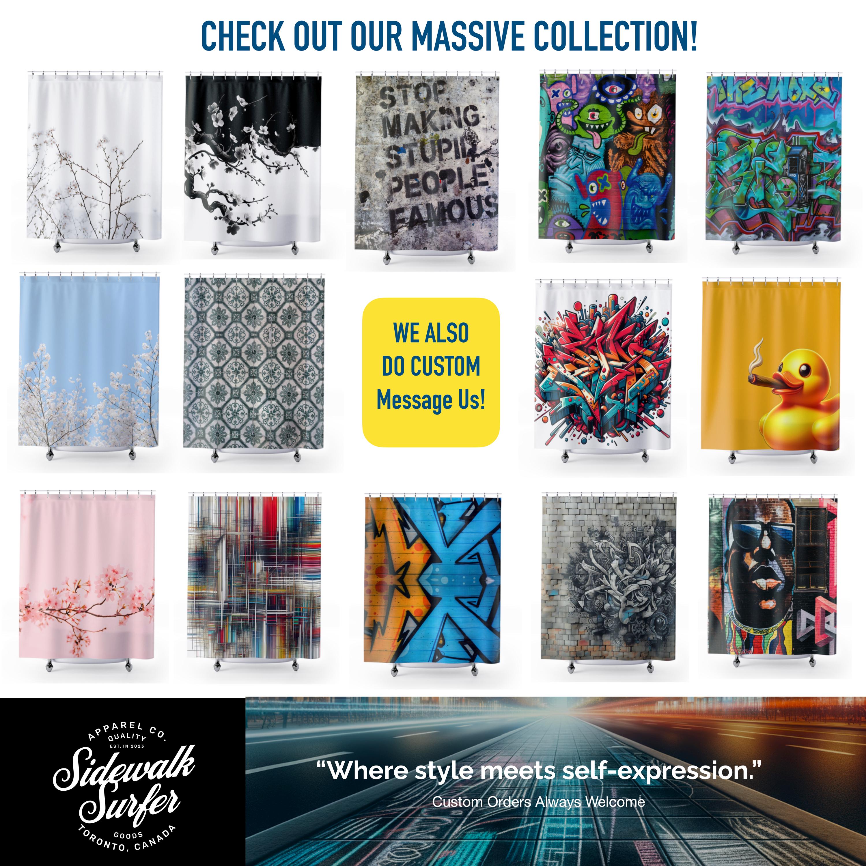 Graffiti Duschvorhang – Abstraktes Urban-Art Design, 178x178 Cm, Mit 12 Haken, Polyester