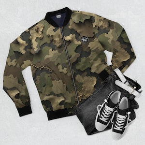 3D Camo Bomber Jacket: Unisex Green Camouflage Outerwear