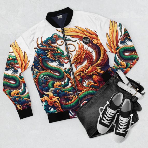 Dragon Sukajan Bomber Jacket: Japanese Serpent Print, Urban Chic