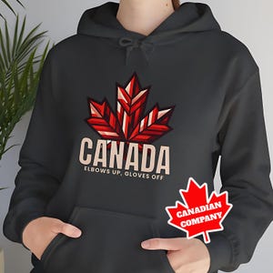 Canada Elbows Up Hoodie - Unisex, Gloves Off, Shop Canadian, Proud Canadian Hoodie, Maple Leaf Sweatshirt, Oversized Sweater, Heavy Blend™