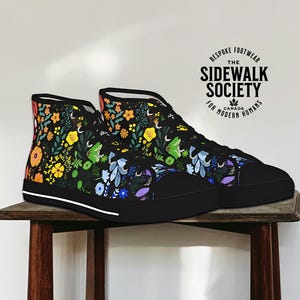 LGBT Pride Floral Hi-Top Sneakers: Unisex Canvas Skate Shoes