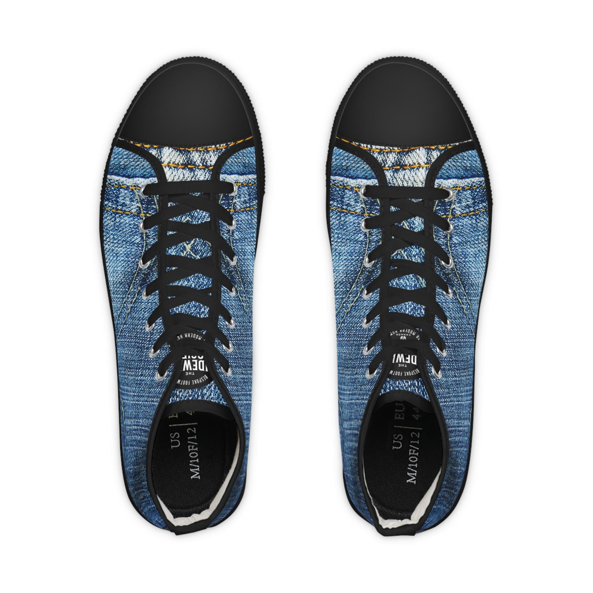 Denim Look High Top Sneakers: Unisex Blue Jeans Shoes - Etsy