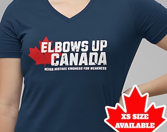 Elbows Up Canada V-Neck T-Shirt: Canadian Pride Tee