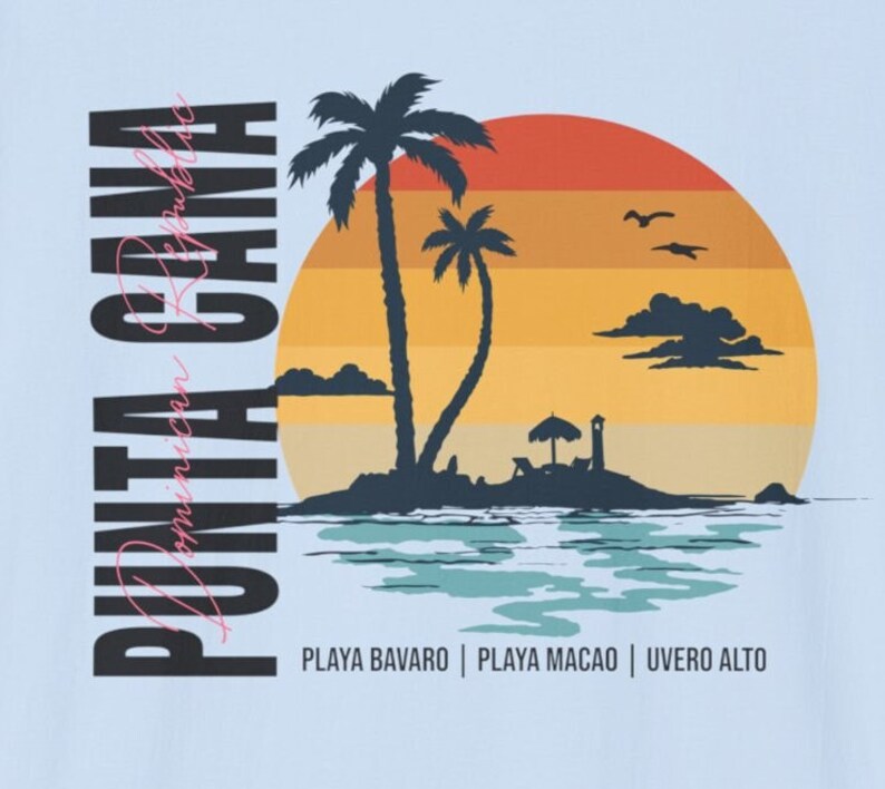Punta Cana Beach T-Shirt: Dominican Republic Travel Tee Light Blue