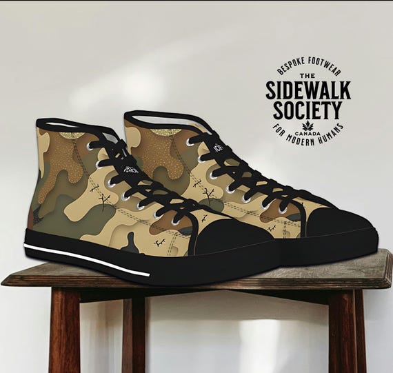 Sneakers alte mimetiche 3D verdi, scarpe mimetiche unisex, scarpe