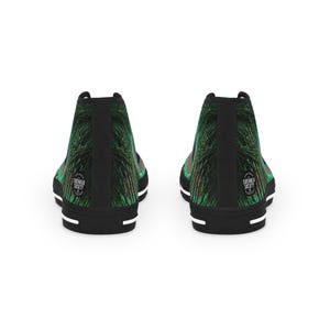peacock sneaker, peacock sneakers, feather shoes, bird shoes, high top sneakers, mens shoes, modern shoes, womens shoes, unique shoes, hi-top shoes, bespoke footwear, custom shoes