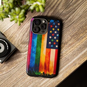 LGBT America Phone Case, Smartphone Rainbow USA Phone Case, Apple/Samsung/Google Phone Case, Tough Cases