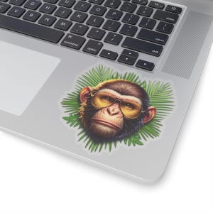 Monkey Boss Sticker: Sunglasses Ape Decal, Jungle Laptop Sticker