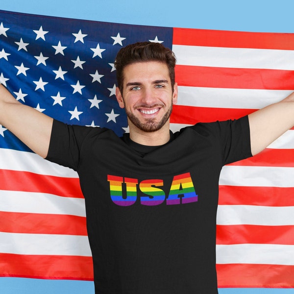 LGBT USA Pride Unisex America Unisex Shirt | American Gay Pride Tshirt, Queer Nation, Stonewall Riot LGBTQ Rights | Unisex T-Shirt