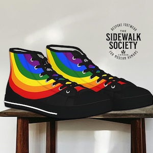 LGBT Rainbow Pride Hi-Top Shoes, Canvas Rainbow LGBT Shoes! Queer Shoes, Pride Parade Hi-Top Sneakers, UNISEX High Top Sneakers