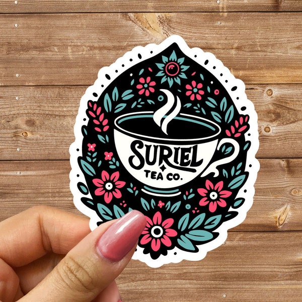 Suriel Tea Co Sticker | Reading Gifts for Bookworms Fantasy Readers Trendy Bookish Floral ACOTAR Inspired Reading Waterproof Vinyl Decals