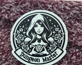 Dungeon Master D20 Sticker | TTRPG Tabletop RPG Dungeon Master Art, Fantasy Dice Sticker, Game Master Roleplay Art | Waterproof Vinyl Decal