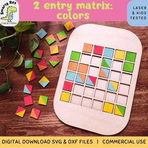 Fichiers laser matriciels à double entrée couleurs, jeux de logique DXF SVG, jeu de couvercle Trofast, école à la maison, école maternelle, activités pour tout-petits, premières compétences mathématiques