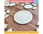 Addition Fact Puzzle Laser File, Subtraction Practice, 1st Grade Math Center SVG DXF, Elementary Math Teaching Aids, Homeschool Math Game