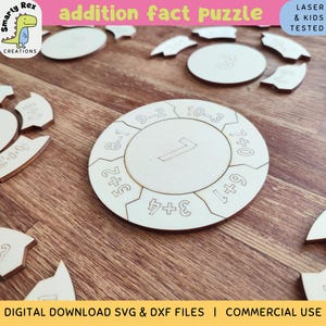 Archivo láser de rompecabezas de sumas, práctica de restas, centro de matemáticas de 1.er grado SVG DXF, material didáctico de matemáticas de primaria, juego de matemáticas para educación en casa