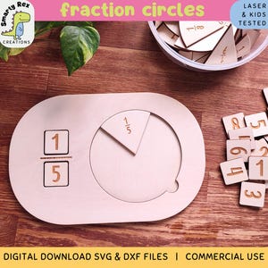 Bruchkreise Laser-Dateien, Bruchlehre SVG DXF, Trofast Deckel, Lernspielzeug, 3.Klasse Math Center, Elementare Mathe Lehrmittel