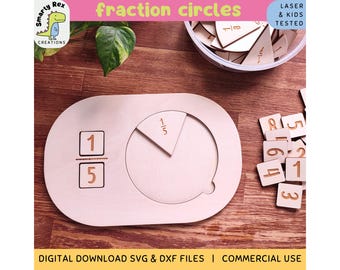 Bruchkreise Laser-Dateien, Bruchlehre SVG DXF, Trofast Deckel, Lernspielzeug, 3.Klasse Math Center, Elementare Mathe Lehrmittel