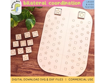 Bilateral Coordination Game for Kids, SVG DXF Files for Laser Machine, Early Education Toys for Preschooler, Trofast Lid Board Game