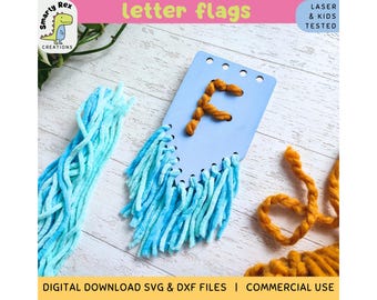 Alphabet Pennant Laser File, Letter Flag Lacing Board SVG DXF, Nursery Room Decoration Lasercut, Initial Banner, Glowforge