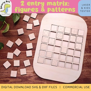 Dubbele invoer matrixlaserbestanden, figuren en patronen Logic Games SVG DXF, logisch redeneren voor peuters, Trofast-dekselspel, vroege wiskunde
