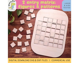 Double Entry Matrix Laser Files, Figures and Patterns Logic Games SVG DXF, Logical Reasoning for Toddlers, Trofast Lid Game, Early Math