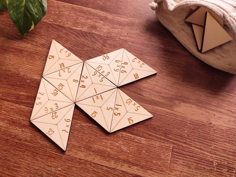 Trimino Multiplication Laser Files, Math Game SVG DXF, Math Lasercut, Elementary Math Teaching Aids, 4th Grade Math Center, Homeschool, Montessori, Glowforge Files, Xtool Files, Educational Toys, Multiplication Learning