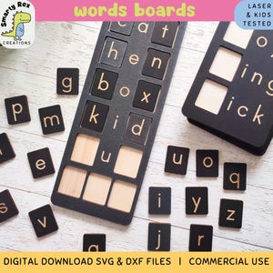 CVC Word Board laserbestand, spellingpraktijk Board SVG DXF, vroege onderwijs lasergesneden bestanden, Montessori-alfabet, Homeschool-leermiddelen