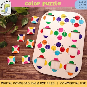 Farbpuzzle für Kleinkinder Laserdateien, Logikspiel SVG DXF, Lasercut Trofast Deckel für Vorschulkind, Hauptschule, Montessori, Frühpädagogik