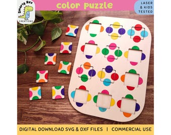 Kleurenpuzzel voor peuters Laserbestanden, Logic Game SVG DXF, Lasercut Trofast-deksel voor kleuters, homeschool, montessori, vroege educatie