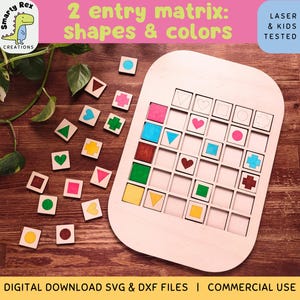 Dubbele invoer matrix laserbestanden, vormen en kleuren logisch spel SVG DXF, Trofast-deksel, wiskundige vaardigheden, peuter, kleuter, thuisonderwijs