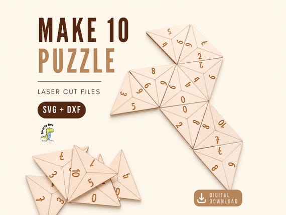 Math Game Laser File, Trimino and Make Ten SVG DXF Files, Addition Game, Math Center Game, Educational Toys, Elementary Math Practice